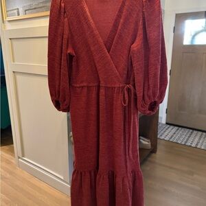Max Studio Rust Long Sleeve Sweater Dress